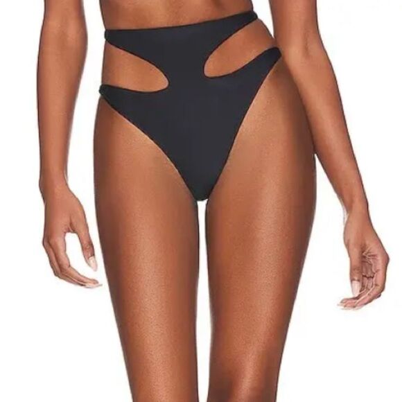LOVEWAVE 
The Zumi High Waist bikini Bottoms Elegant Black Cutout Revolve XS - Picture 1 of 9